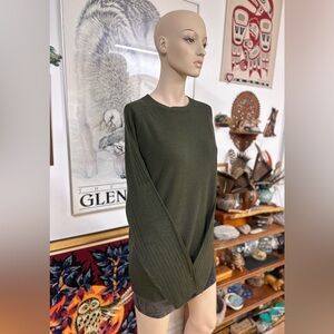 Dark Moss Green Crewneck with ‘Patched’ Elbows